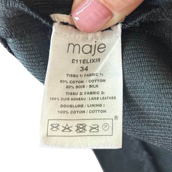 Maje - A-Line Mini Skirt, Lamb Leather Pockets - Size XS US (Size 34 FR), Black - Picture 13 of 16